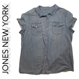 Jones New York Denim Short Sleeve Women's top Size L